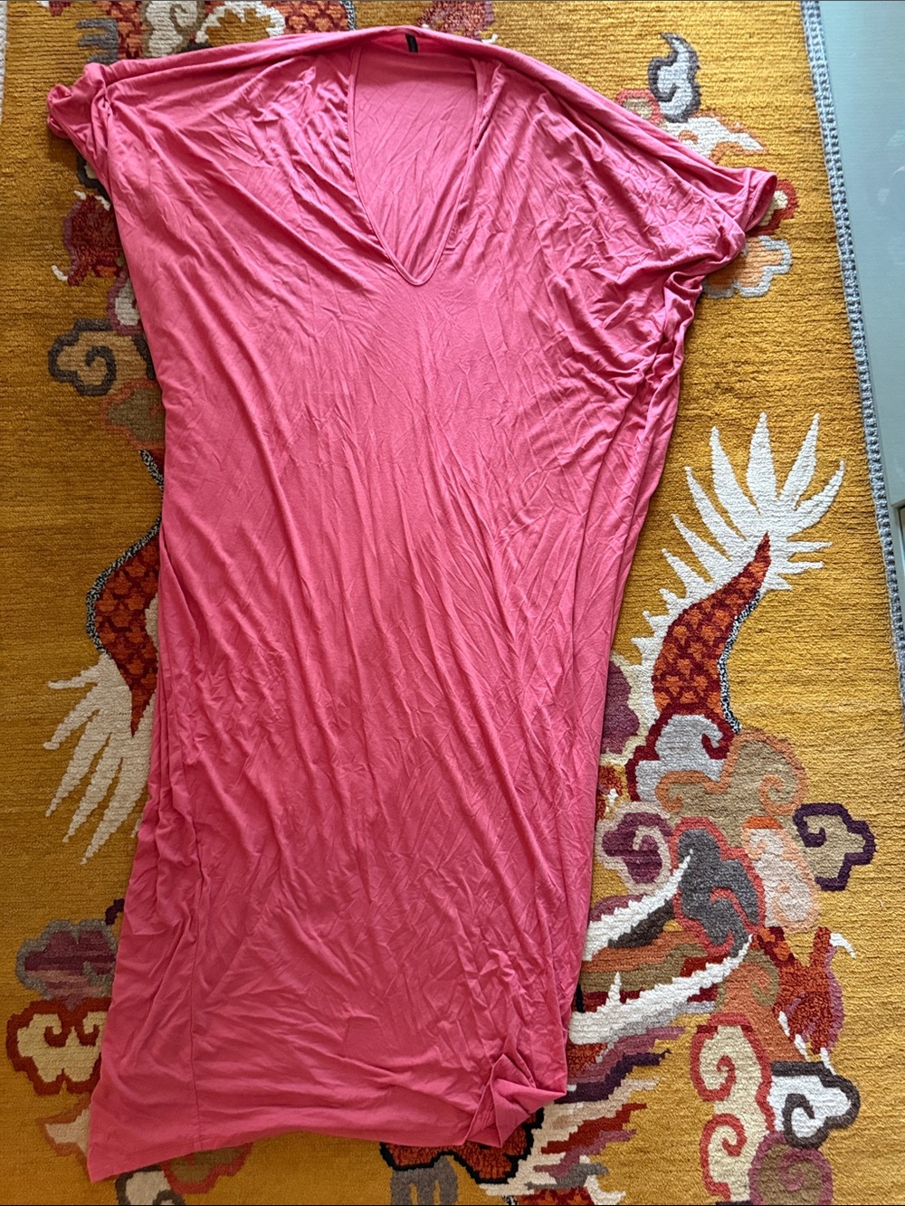 Riller OS Jersey caftan coverup Pink V-Neck Maxi Dress